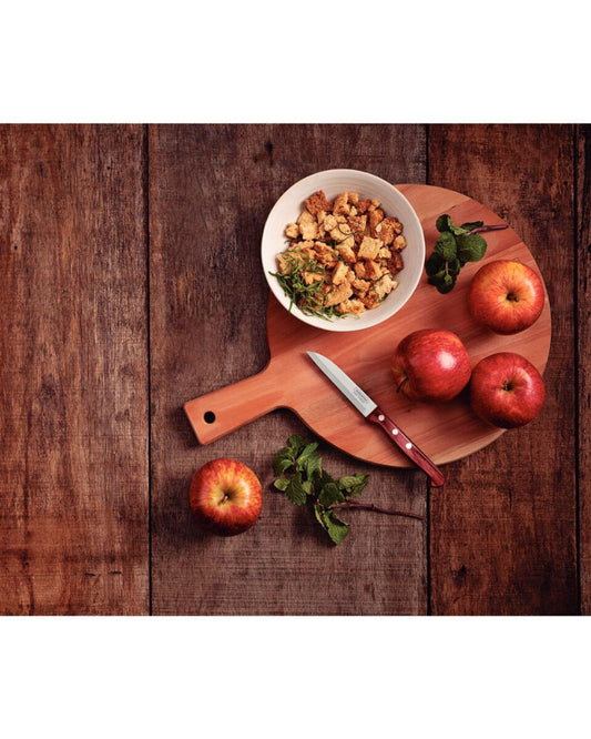 Tramontina Polywood 3" Vegetable and Fruit Knife with Stainless-Steel Blade and Red Treated Wood Handle