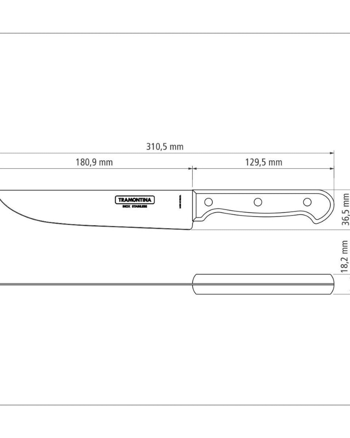 Tramontina Polywood 7" Kitchen Knife with Stainless-Steel Blade and Red Treated Wood Handle