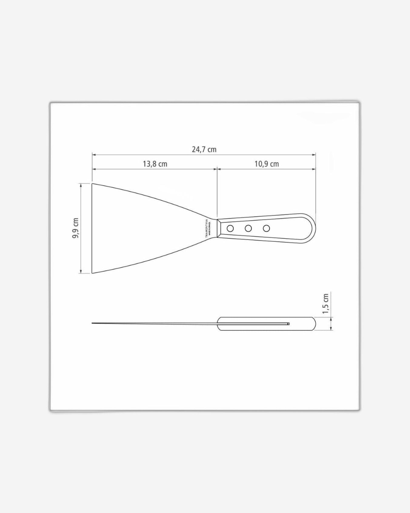 Tramontina Scraping Spatula with Stainless-Steel Blade and Treated Red Polywood Handle 5"