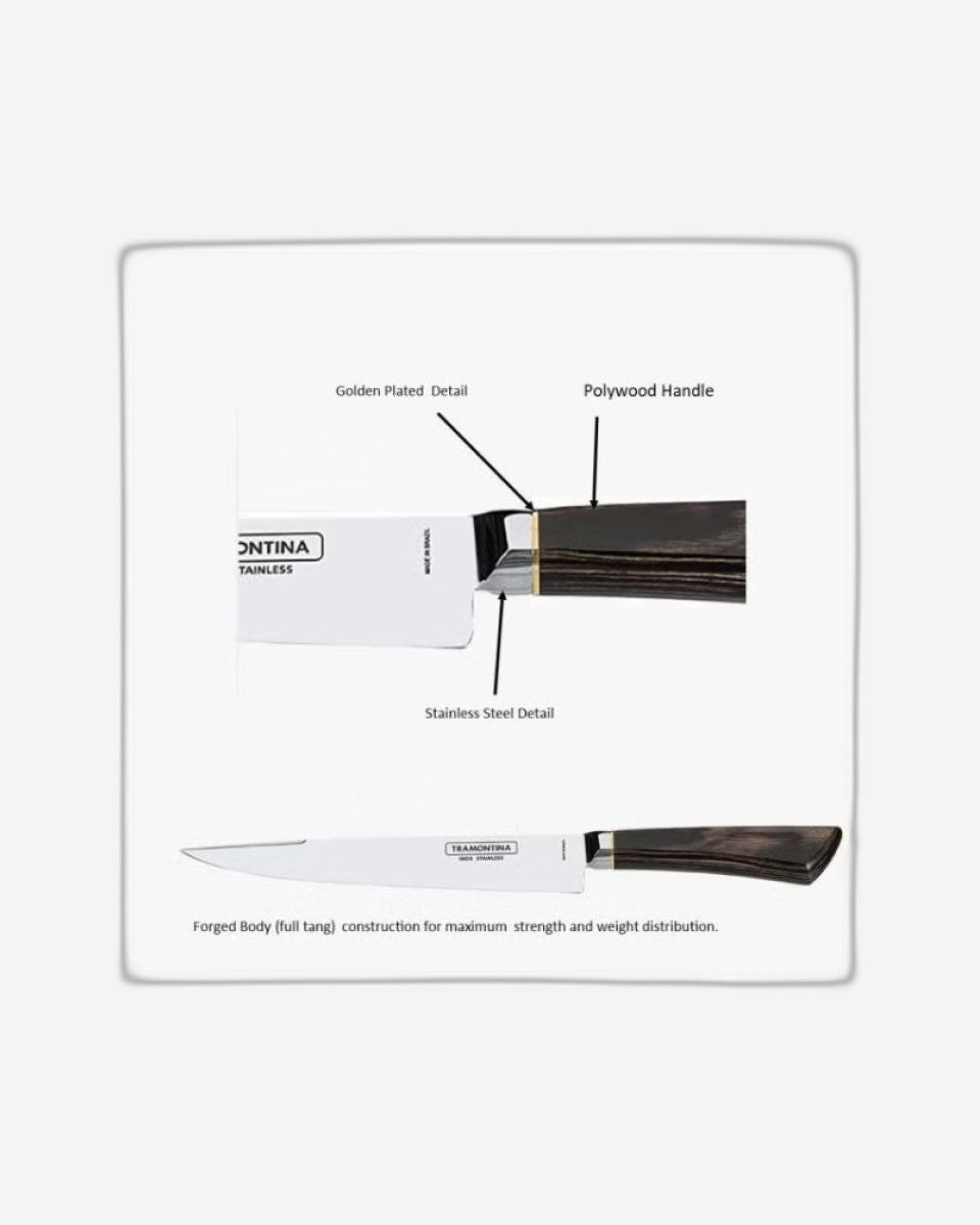 Tramontina Brazil Century Wood Utility Knife with Stainless-Steel Blade and Brown Treated-Wood Handle 8