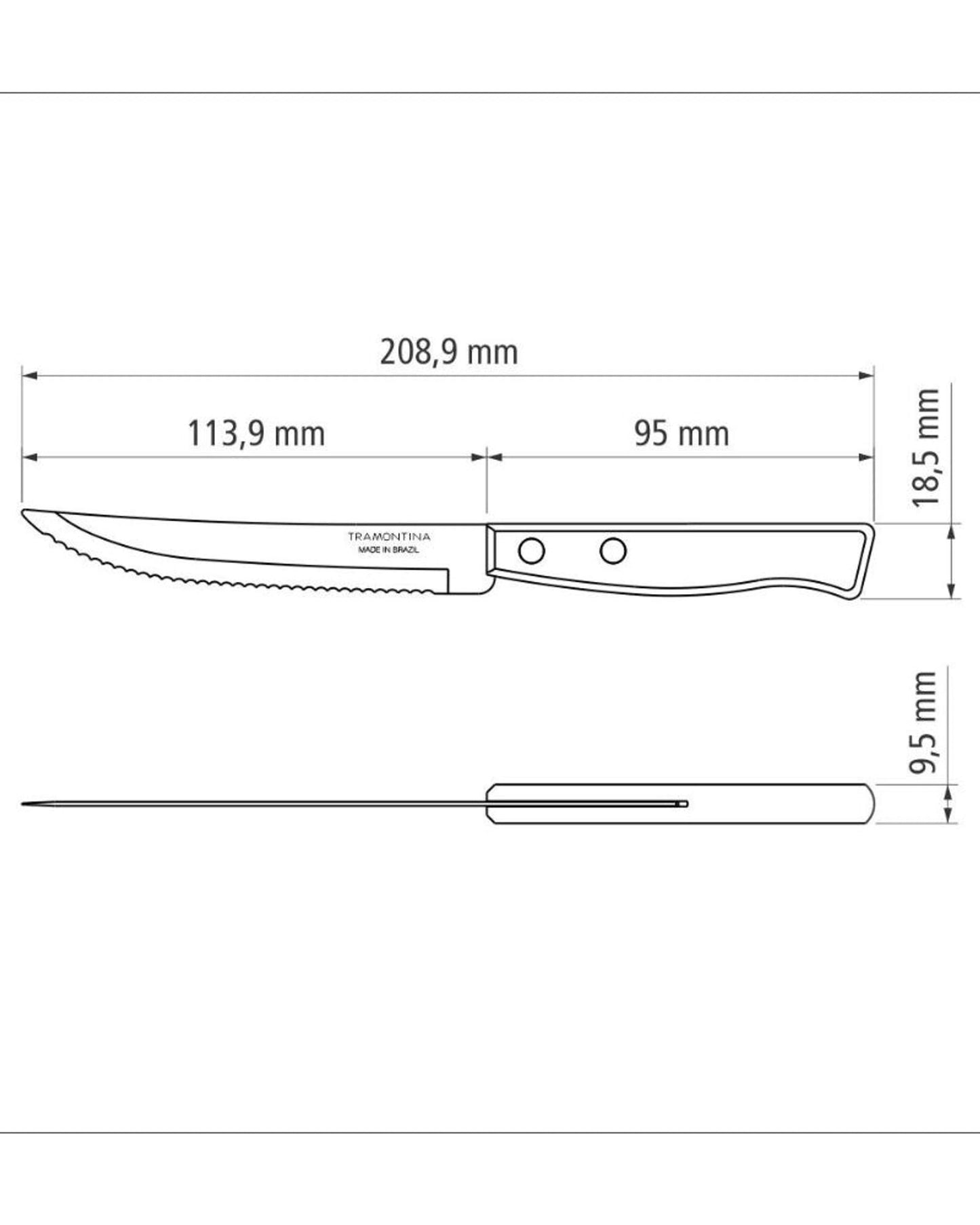 Tramontina Tradicional Steak and Fruit Knife Set 3Pc