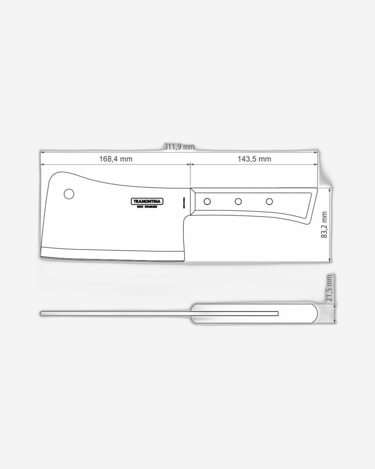Tramontina Brazil Tradicional 6 Inches Cleaver with Stainless Steel Blade and Natural Wood Handle