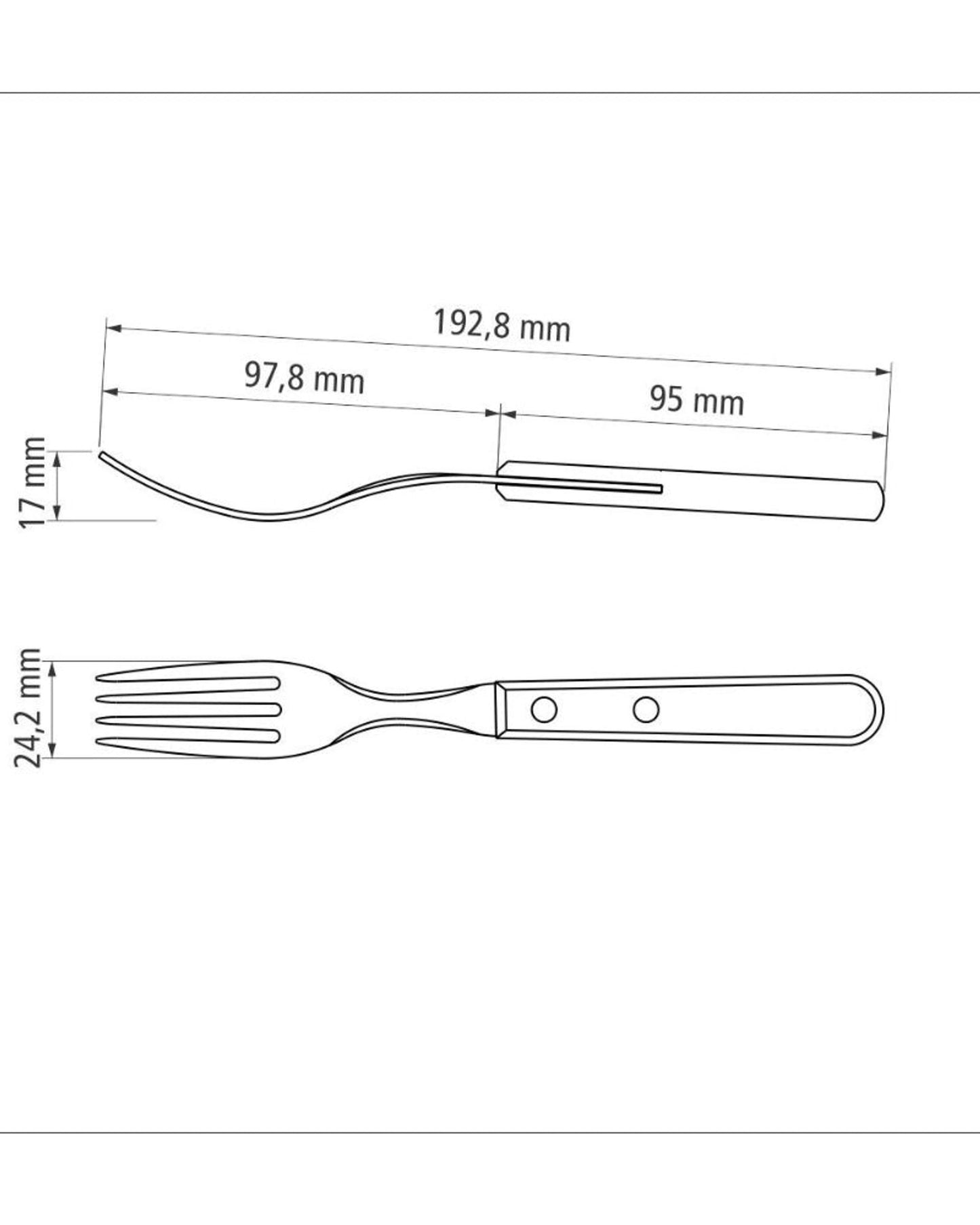 Tramontina Dynamic 6-Piece Set of Table Forks with Stainless-Steel Tines and Natural Wood Handles