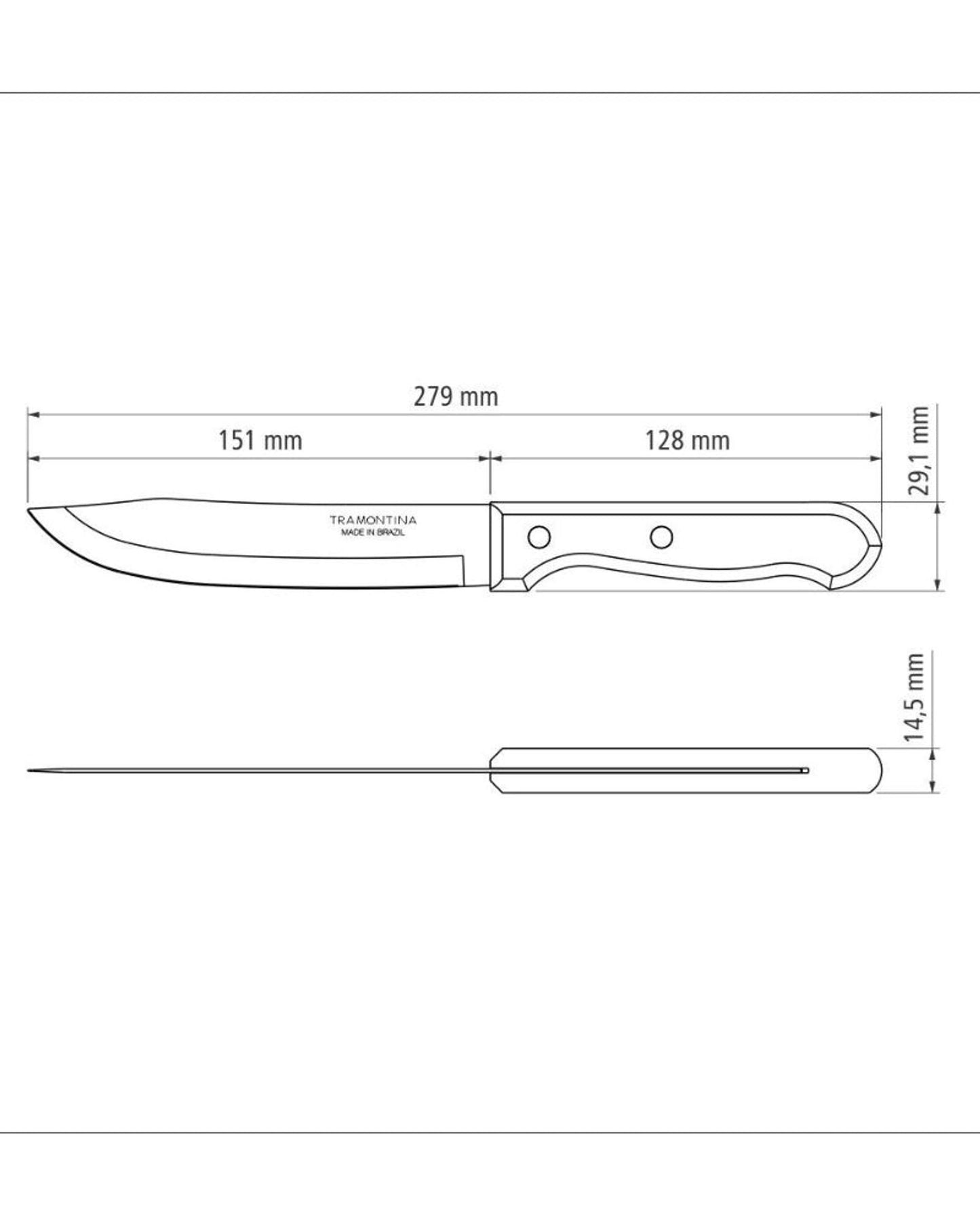 Tramontina Dynamic 6" Kitchen Knife with Stainless-Steel Blade and Natural Wood Handle