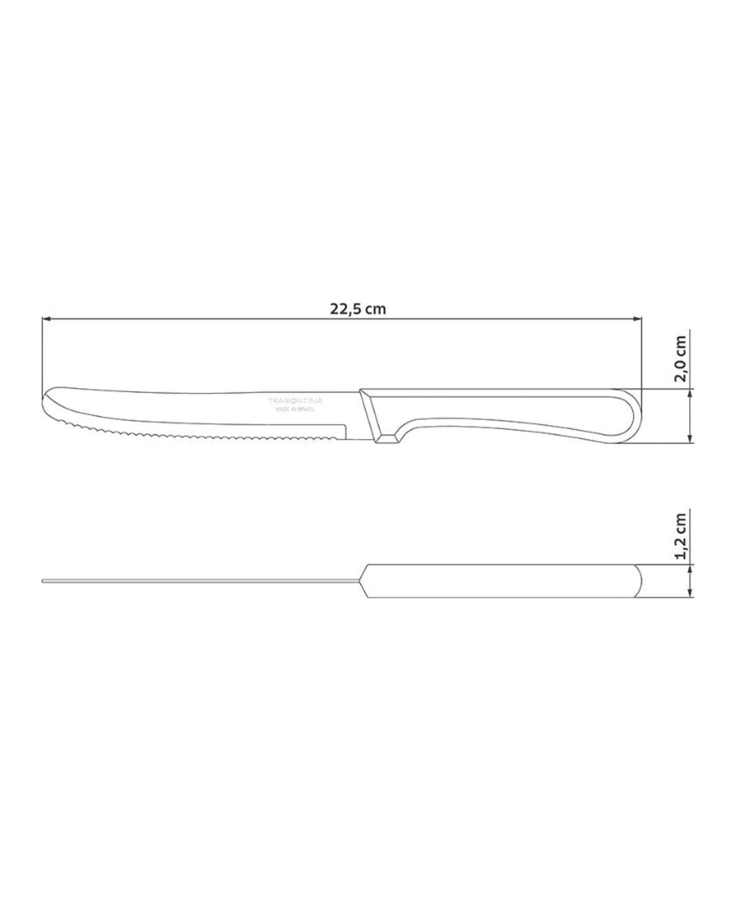 Tramontina Plenus 5" Fruit Knife with Stainless-Steel Blade and Black Polypropylene Handle