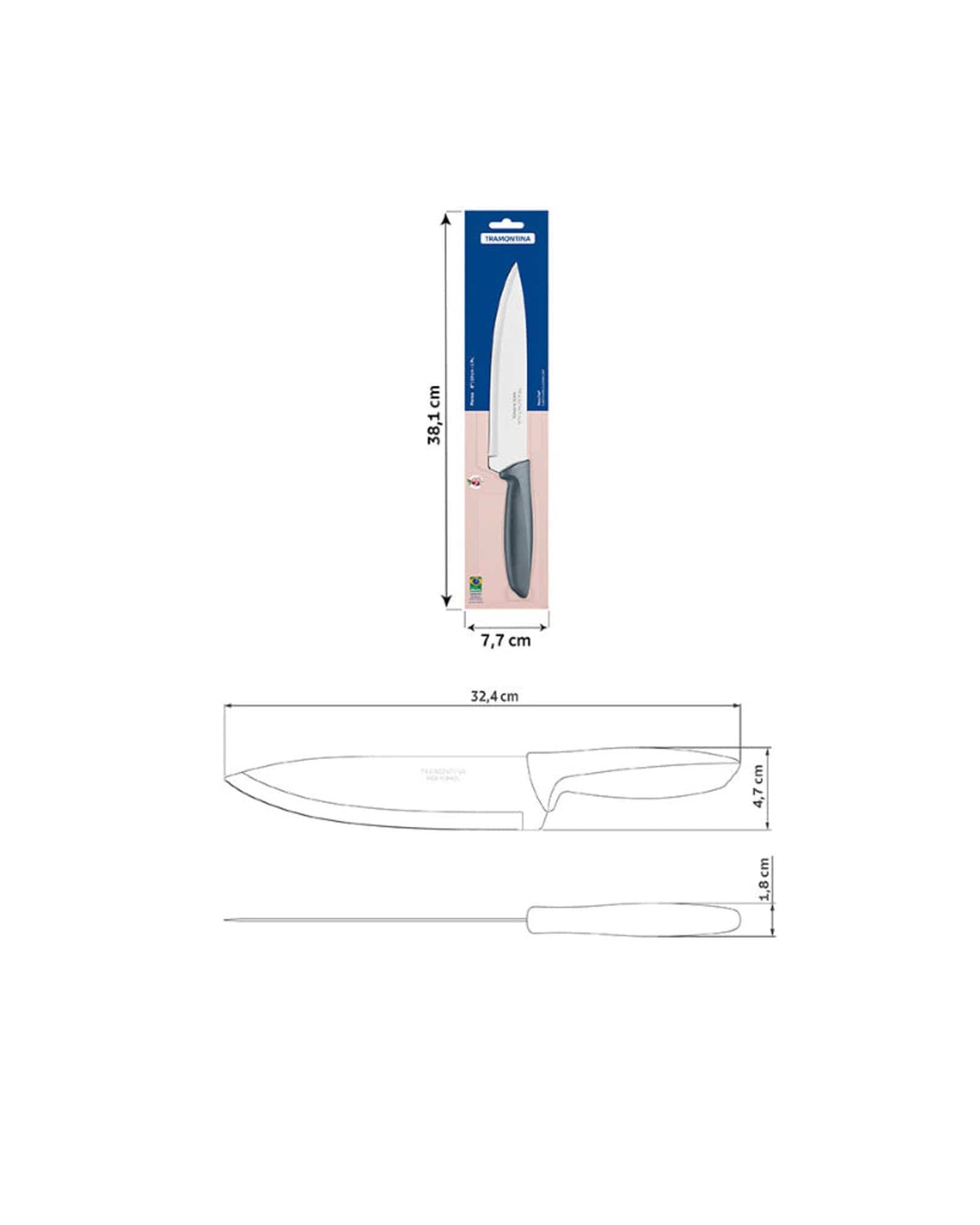 Tramontina Plenus Chef Knife 8Inch Grey