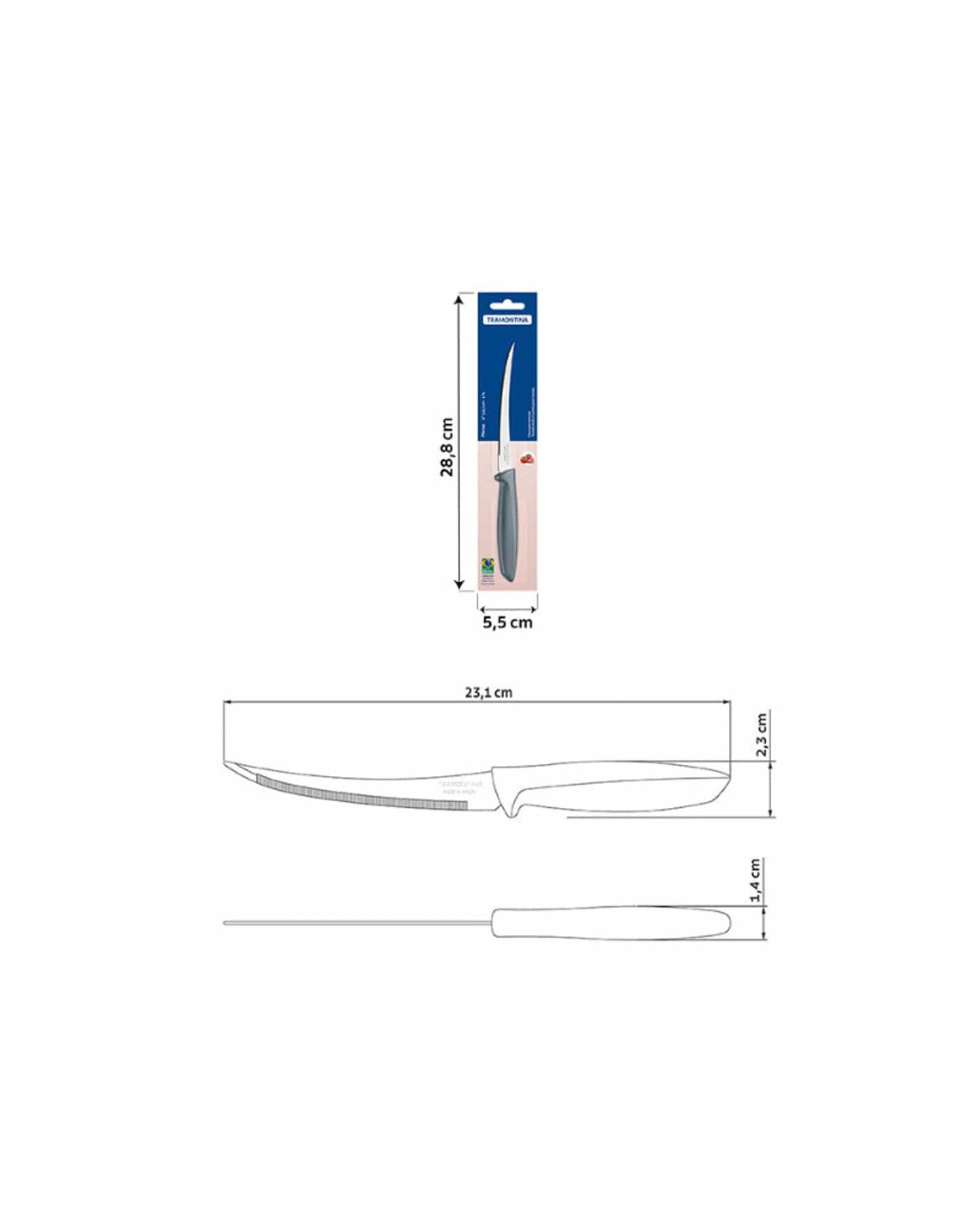 Tramontina Plenus Tomato Knife 5Inch Grey