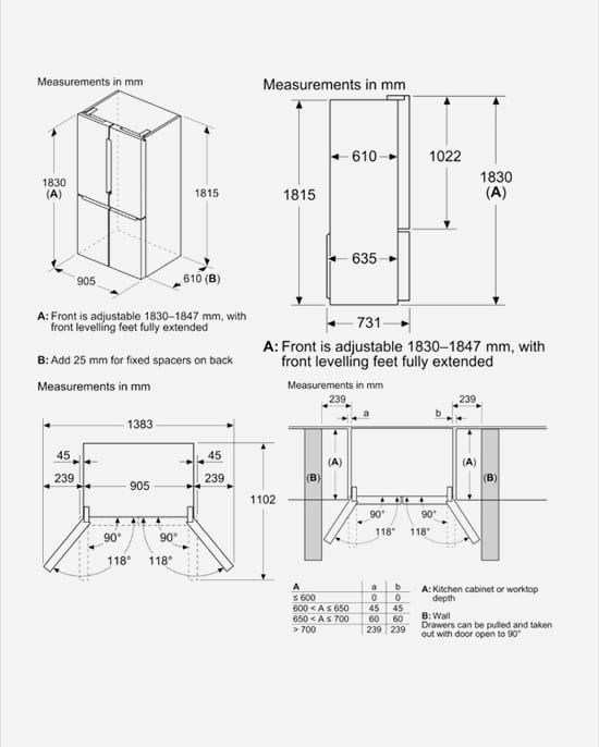Bosch French Door Fridge NoFrost VitaFresh Steel