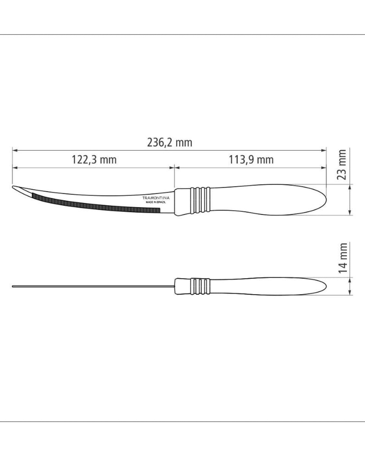 Tramontina Cor&Cor 5" Tomato Knife with Stainless-Steel Blade and Blue Polypropylene Handle