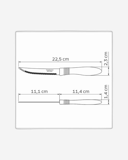 Tramontina Cor&Cor 5" Steak Knife with Micro-Serrated Stainless-Steel Blade and Blue Polypropylene Handle