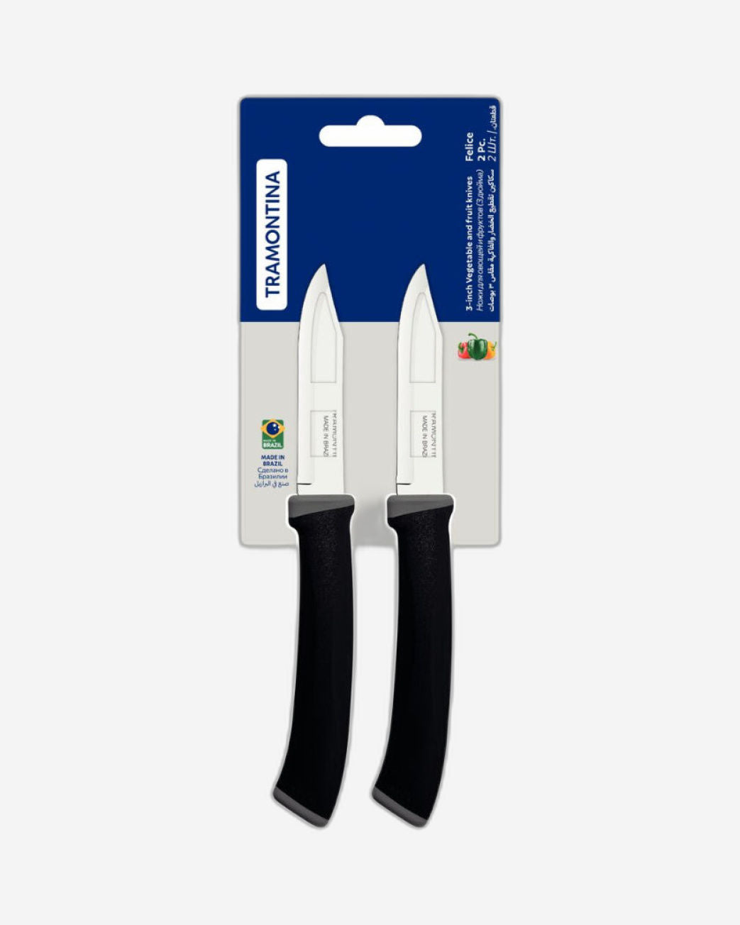 Tramontina Felice Vegetable and Fruit Knife Set 2Pc Black