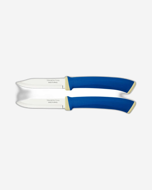 Tramontina Felice 2-Piece Vegetable and Fruit Knife Set with Stainless-Steel Blades and Blue Polypropylene Handles