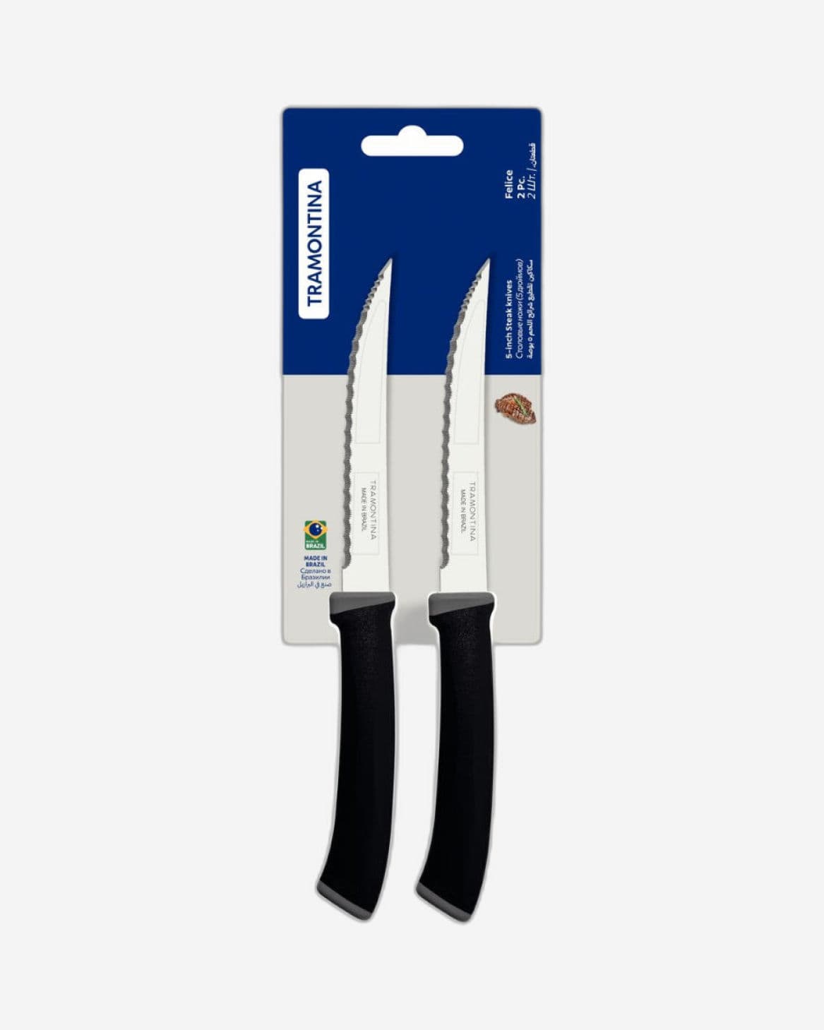 Tramontina Felice Steak Knife Set 2Pc Micro Serrated Black