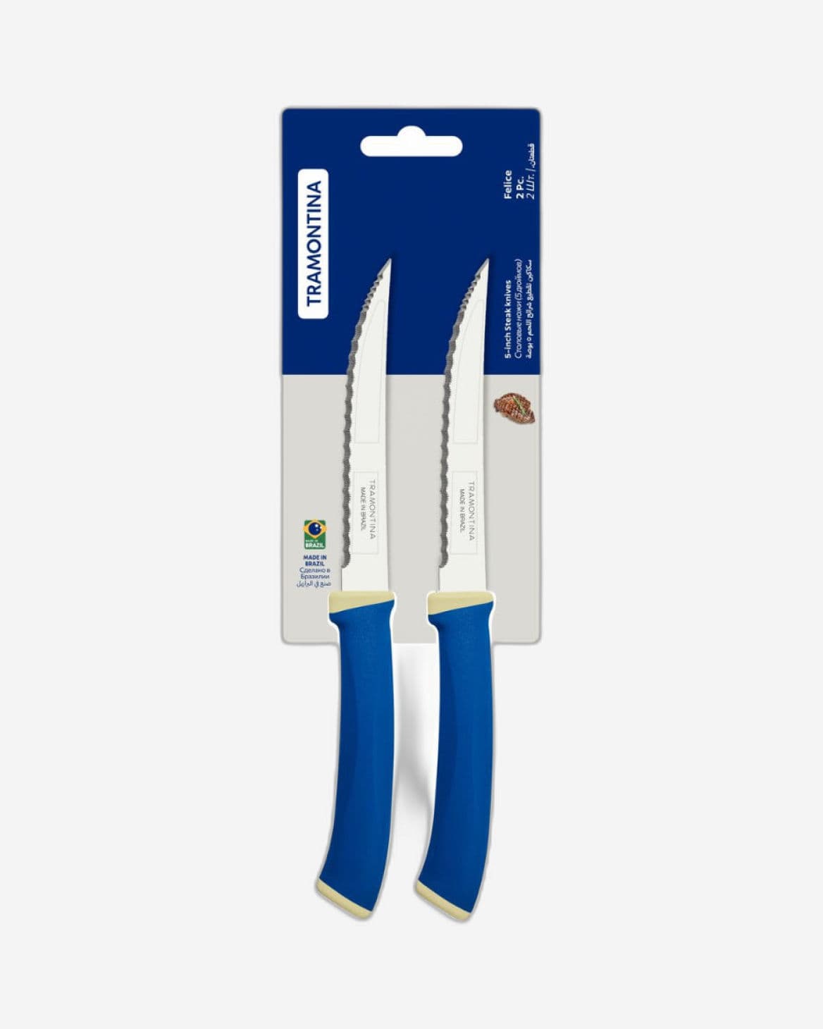 Tramontina Felice Steak Knife Set 2Pc Micro Serrated Blue