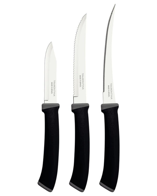 Tramontina Felice Knife Set 3Pc Black