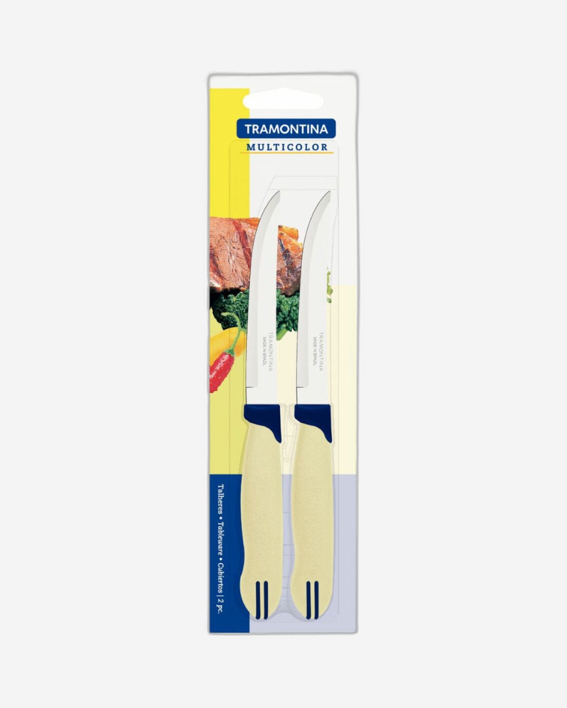 Tramontina Multicolor Steak Knife Set 2Pc Cream and Blue