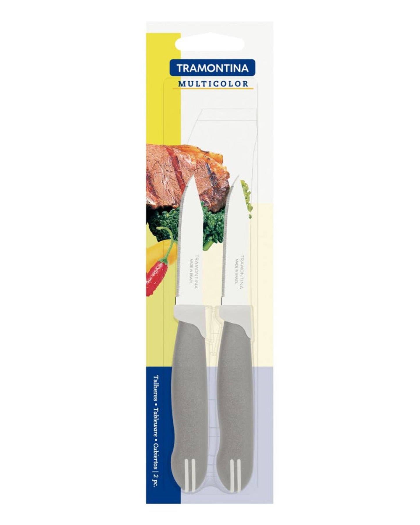 Tramontina Multicolor Vegetable and Fruit Knife Set 2Pc Grey