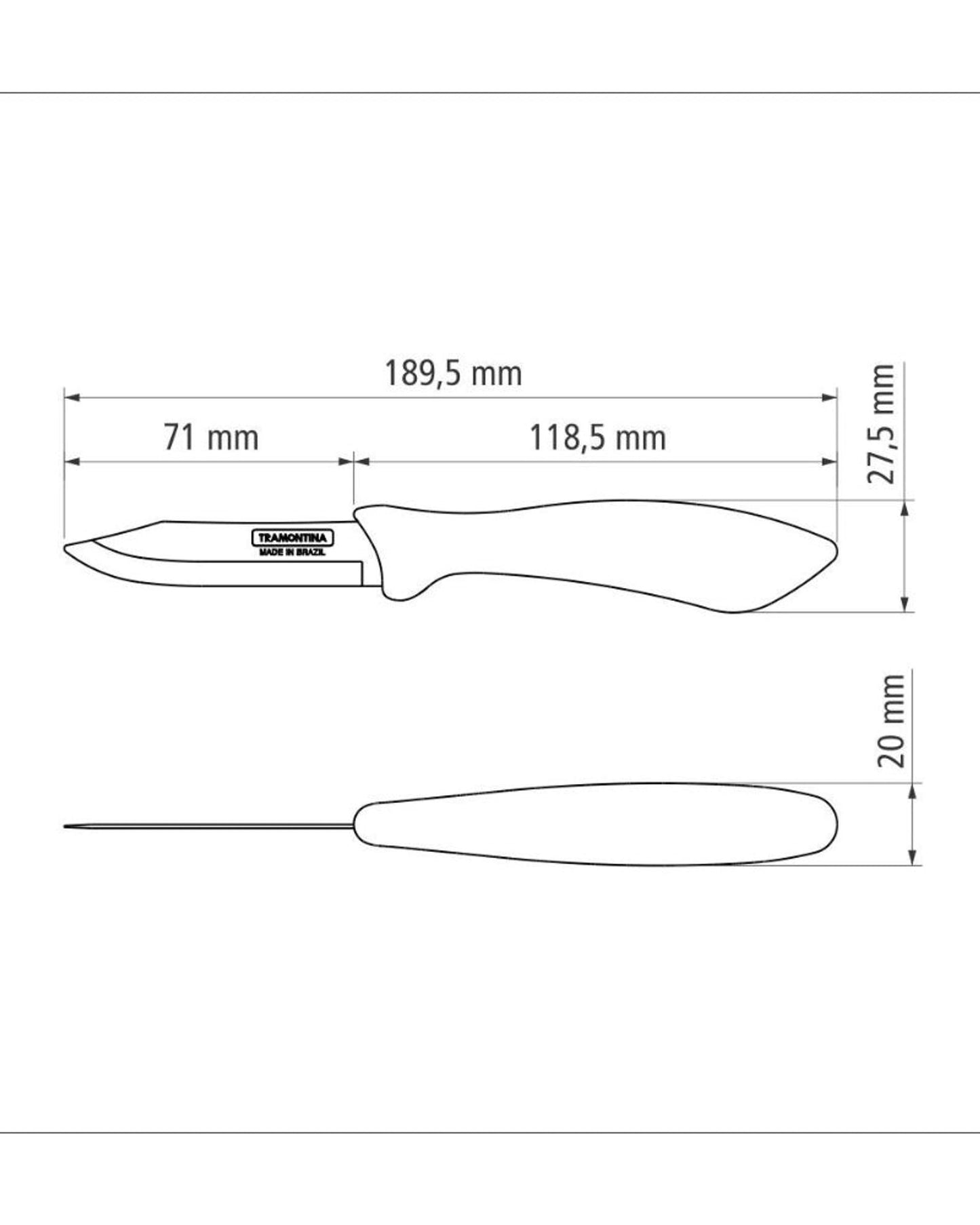 Tramontina Affilata 3" Vegetable and Fruit Knife with Stainless-Steel Blade and Black Polypropylene Handle