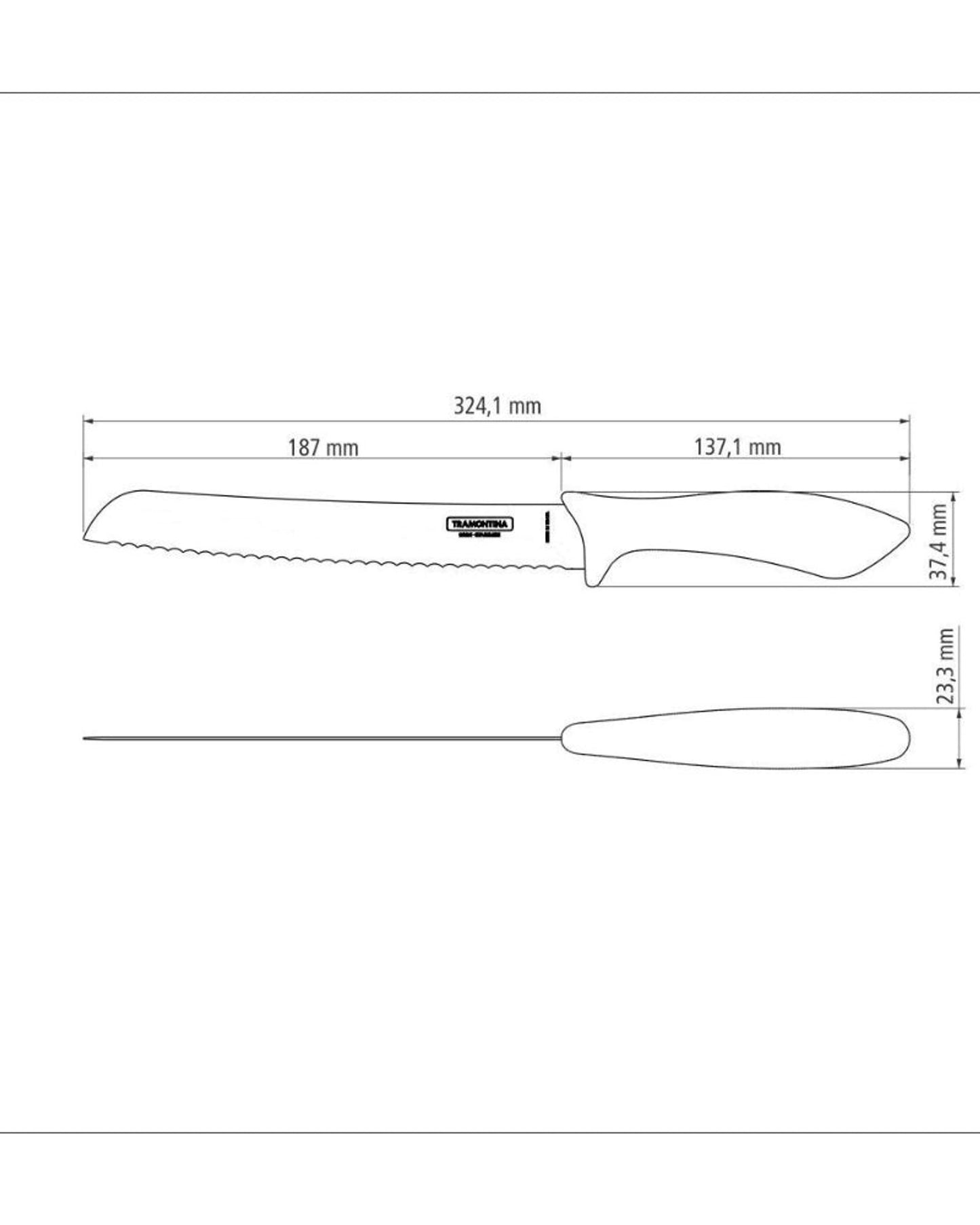 Tramontina Affilata 8" Bread Knife with Stainless-Steel Blade and Black Polypropylene Handle