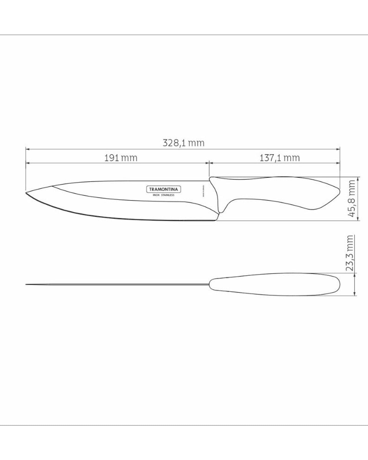 Tramontina Affilata 8" Chef's Knife with Stainless-Steel Blade and Black Polypropylene Handle
