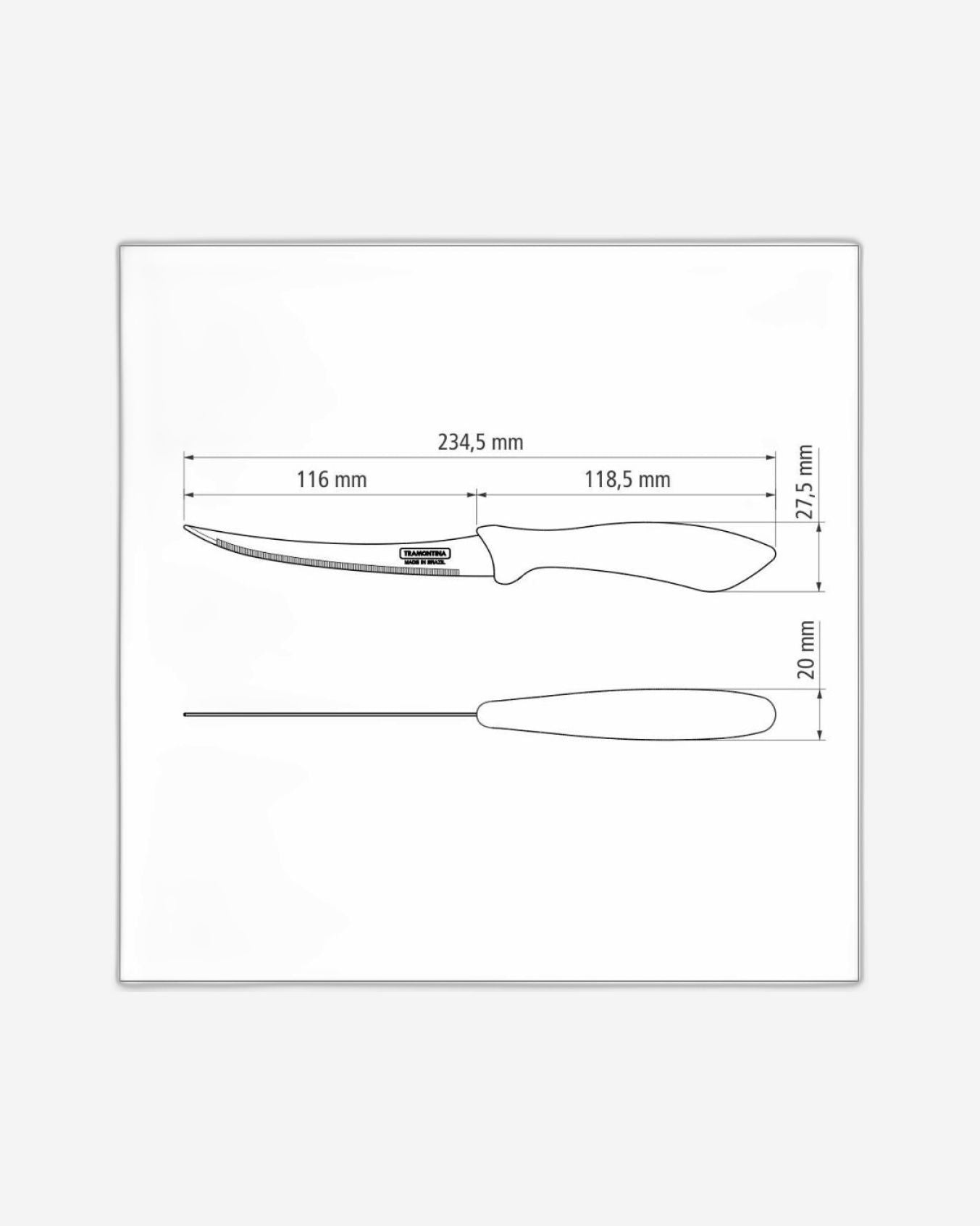 Tramontina Affilata 5" Tomato Knife with Stainless-Steel Blade and Black Polypropylene Handle