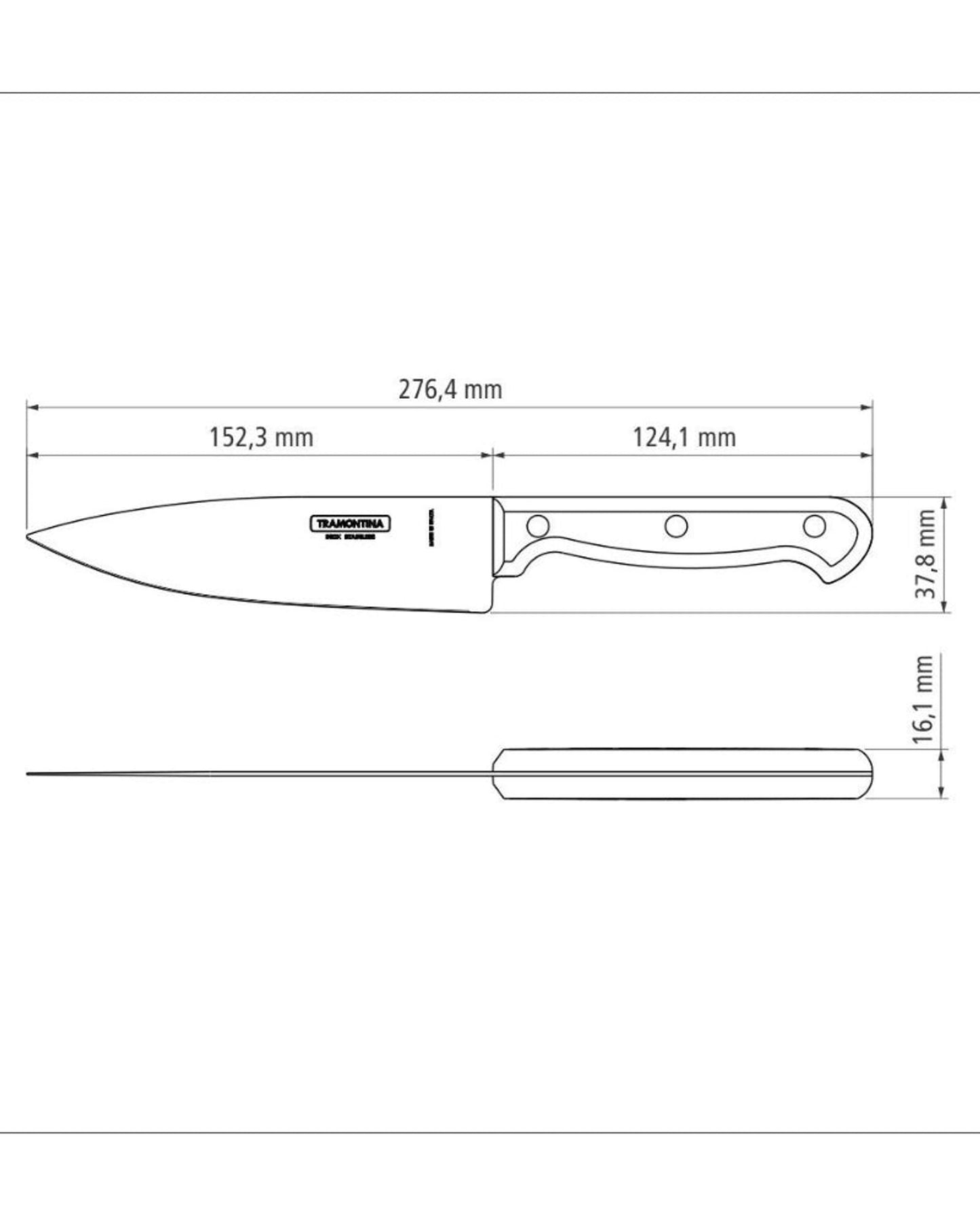 Tramontina Ultracorte 6" Chef's Knife with Stainless-Steel Blade and Black Polypropylene Handle