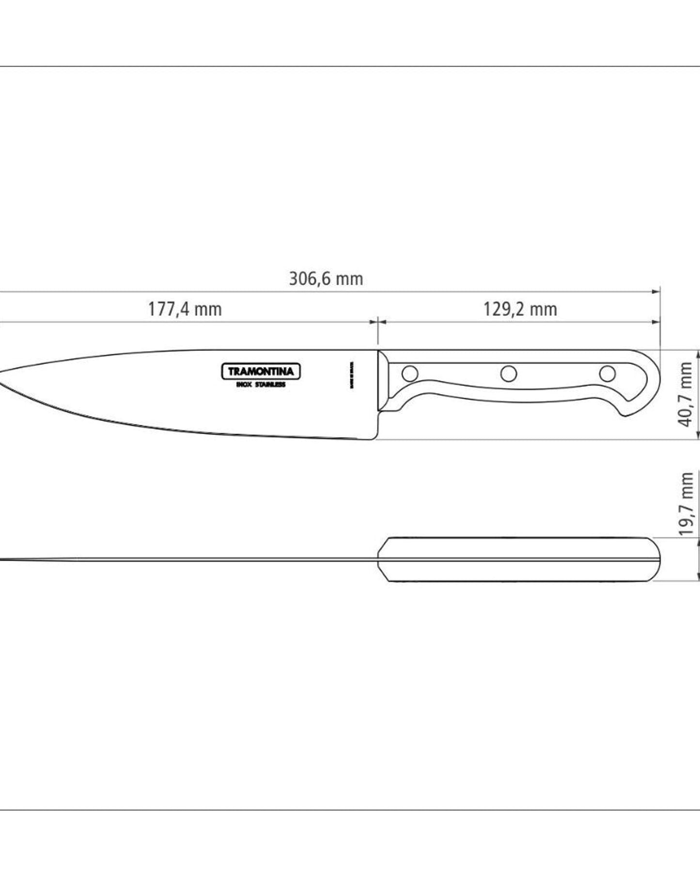 Tramontina Ultracorte 7" Chef's Knife with Stainless Steel Blade and Black Polypropylene Handle