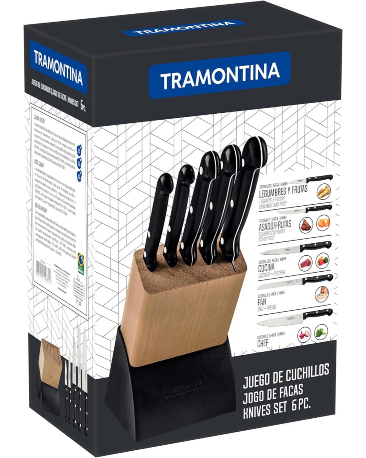 Tramontina Ultracorte Knife and Block Set 6Pc