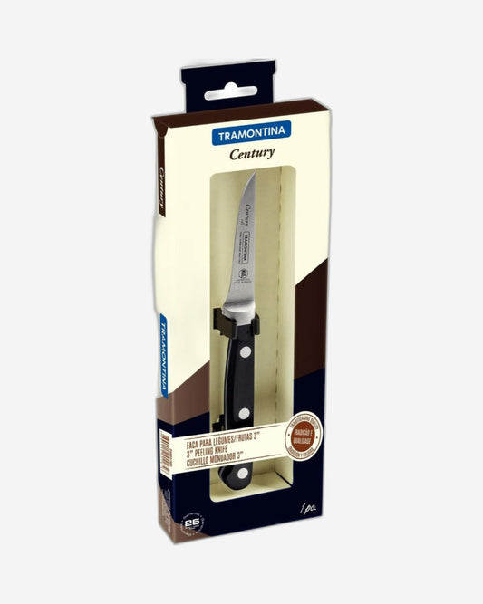 Tramontina Brazil Century 3 Inches Vegetable and Fruit Knife with Stainless Steel Blade and Black Polycarbonate Handle