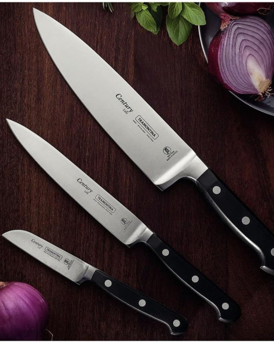 Tramontina Brazil Century 10 Inches Chef Knife with Stainless Steel Blade and Black Polycarbonate Handle