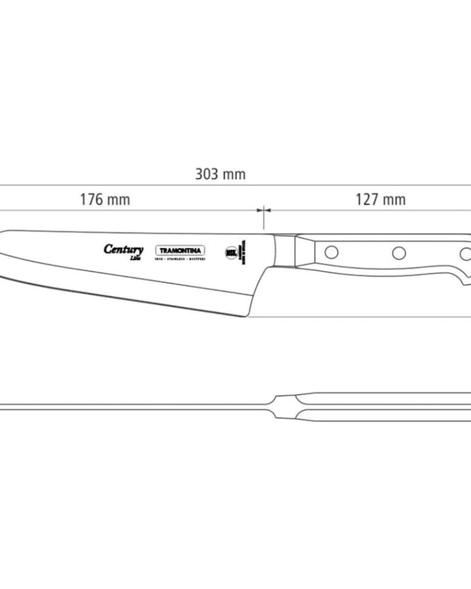 Tramontina Brazil Century 7 Inches Cook Knife with Stainless Steel Blade and Black Polycarbonate Handle