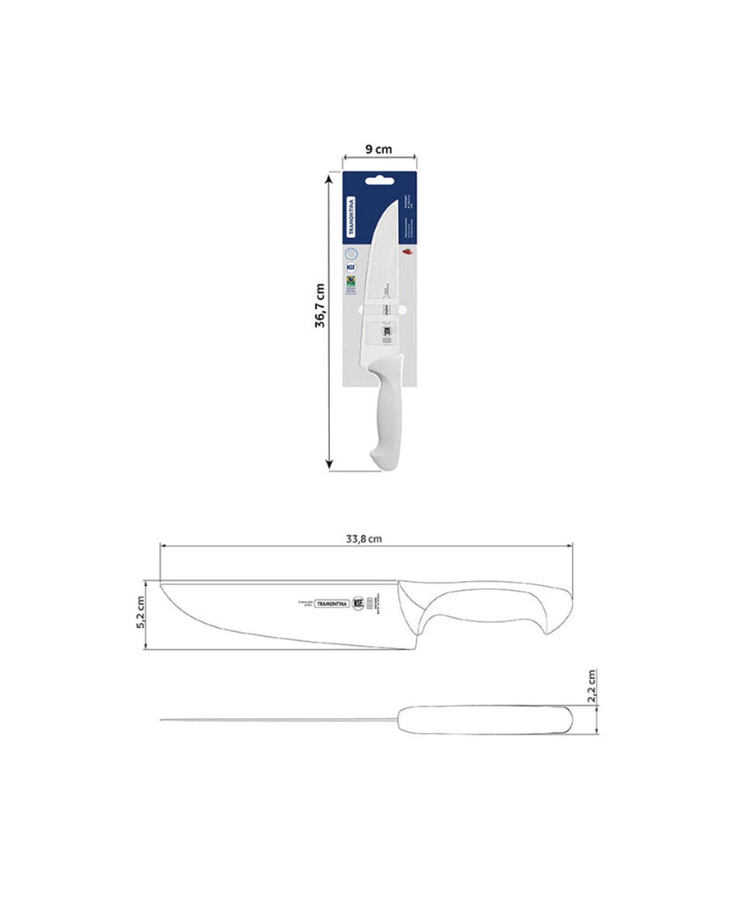 Tramontina Premium 8" kitchen knife Stainless Steel Blade with White Polypropylene Handle