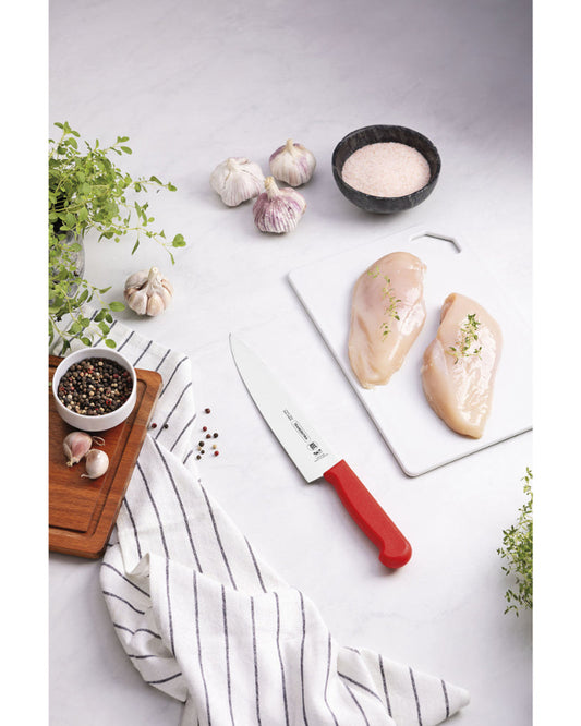 Tramontina Professional Meat Knife with Stainless-Steel Blade and Red Polypropylene Handle with Antimicrobial Protection 8"