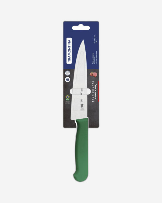 Tramontina Professional Meat Knife with Stainless-Steel Blade and Green Polypropylene Handle with Antimicrobial Protection 6"