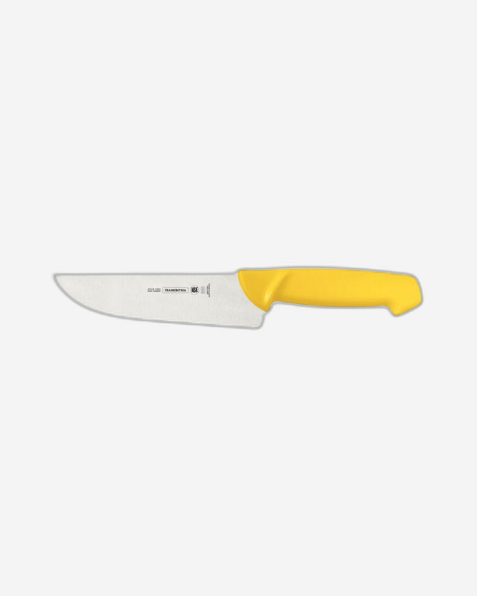 Tramontina Professional Butcher Knife with Stainless-Steel Blade and Yellow Polypropylene Handle 7"