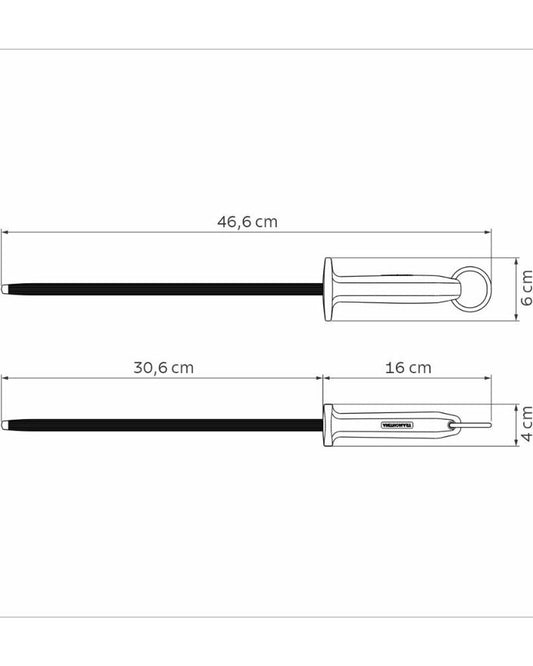 Tramontina Professional 12" Grooved Sharpener with Carbon Steel Rod and Red Polypropylene Handle