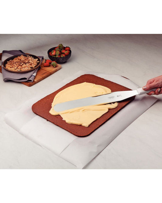 Tramontina Professional Offset Spatula with Stainless-Steel Blade and White Polypropylene Handle 14"