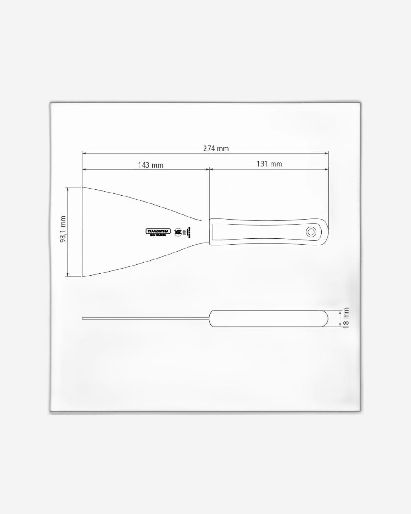 Tramontina Professional Bench Scraper with Stainless-Steel Blade and White Polypropylene Handle 5x4"