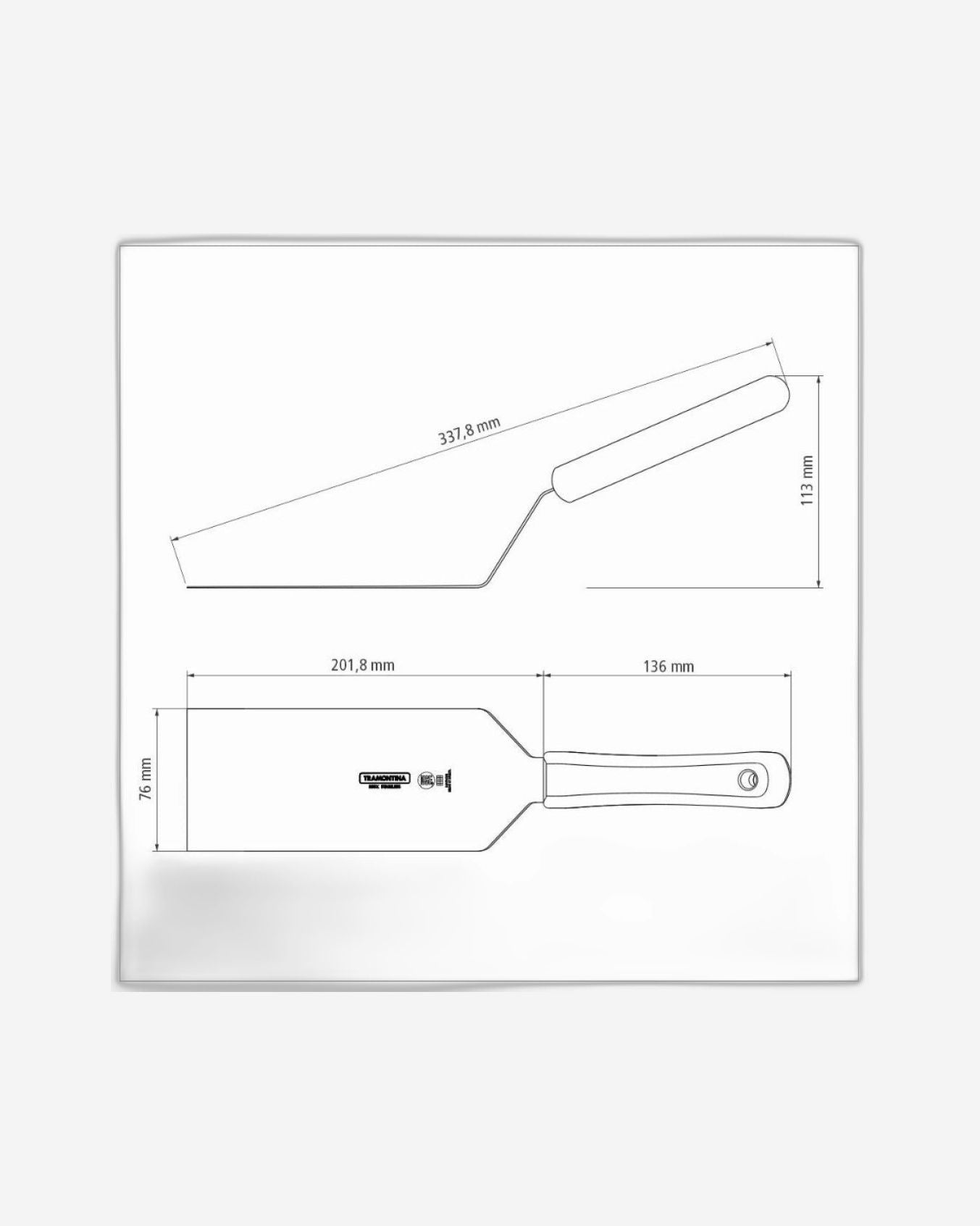 Tramontina Professional Hamburger Spatula with Stainless-Steel Blade and White Polypropylene Handle 8x3"