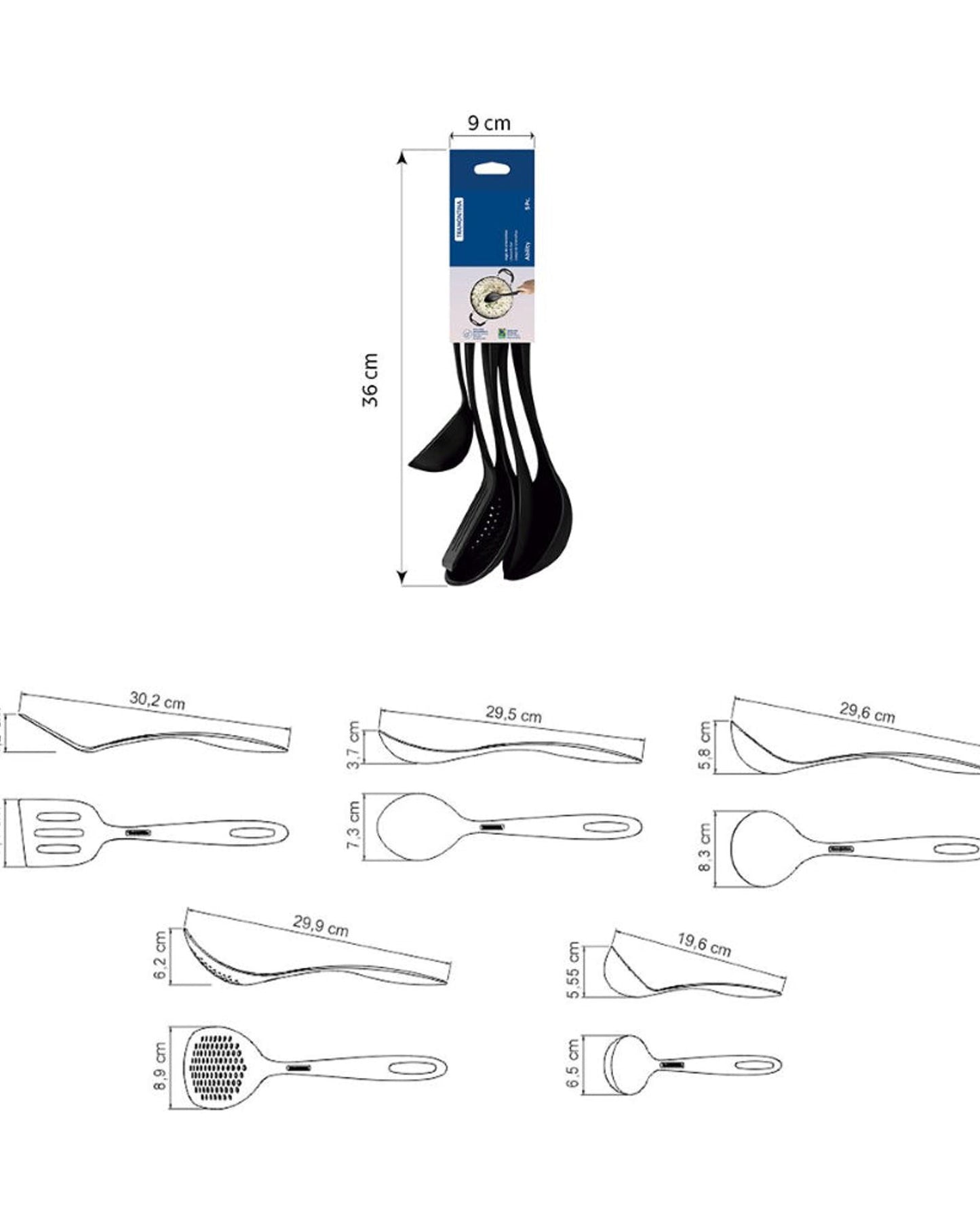 Tramontina Ability 5-piece Black Nylon Utensil Set