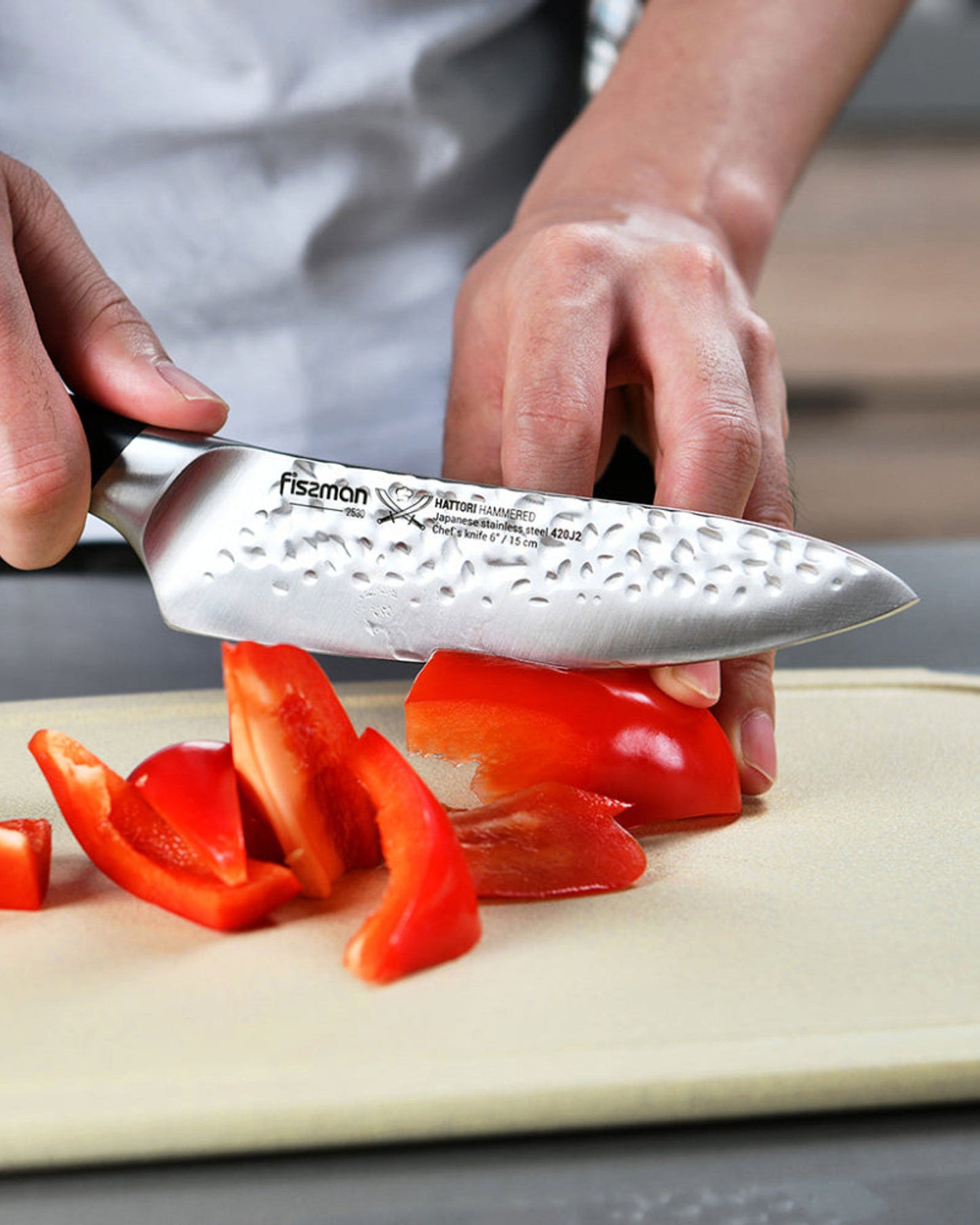 Fissman 6" Chef Knife Hattori Series Black/Silver 6inch