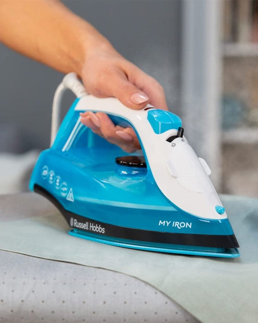 Russell Hobbs (25580) My Iron Steam Iron - 1800W, Ceramic Soleplate, 260ml Tank, 2m Cord, Self-Clean, Blue/White - 1-Year Warranty