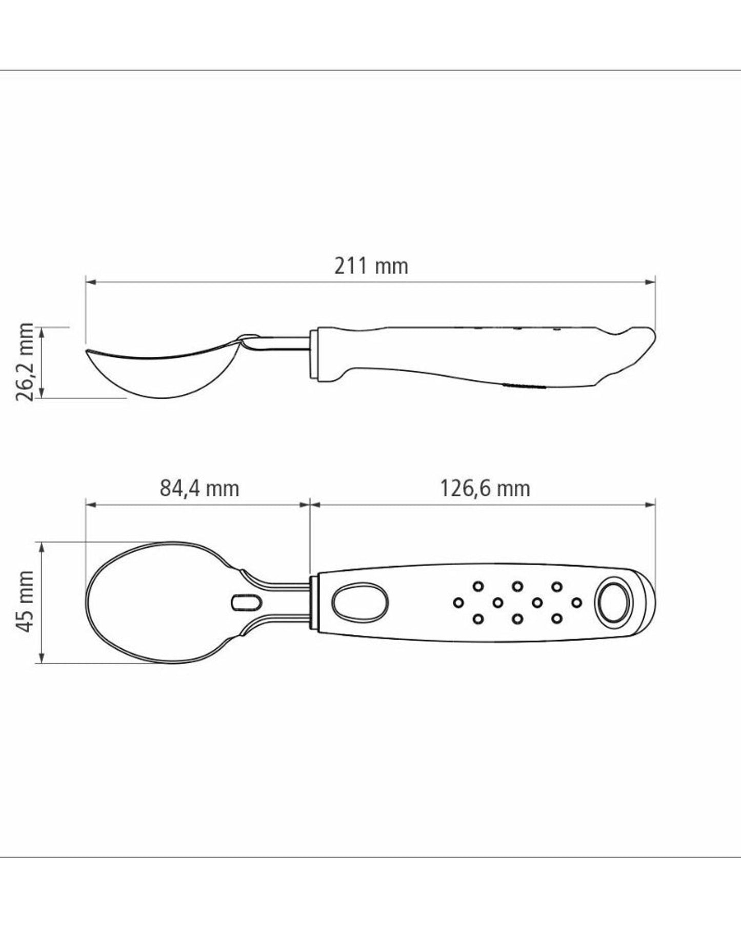 Tramontina Utilitá Ice Cream Scoop with Stainless-Steel Bowl and Black Polypropylene Handles