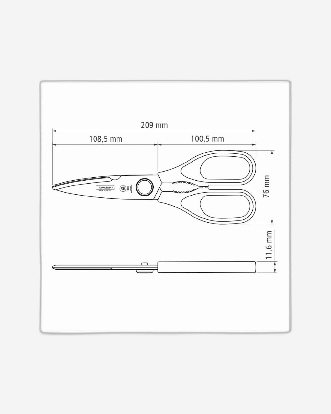 Tramontina Supercort 8" Multipurpose Scissors with Stainless-Steel Blade and Black Polypropylene Handle