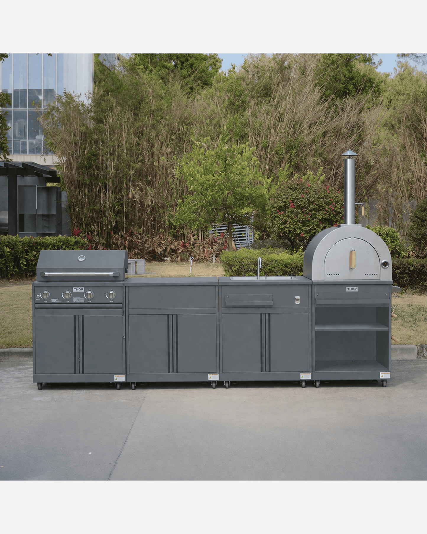 Thor Kitchen Modular Outdoor Kitchen Island 4Pc Grey