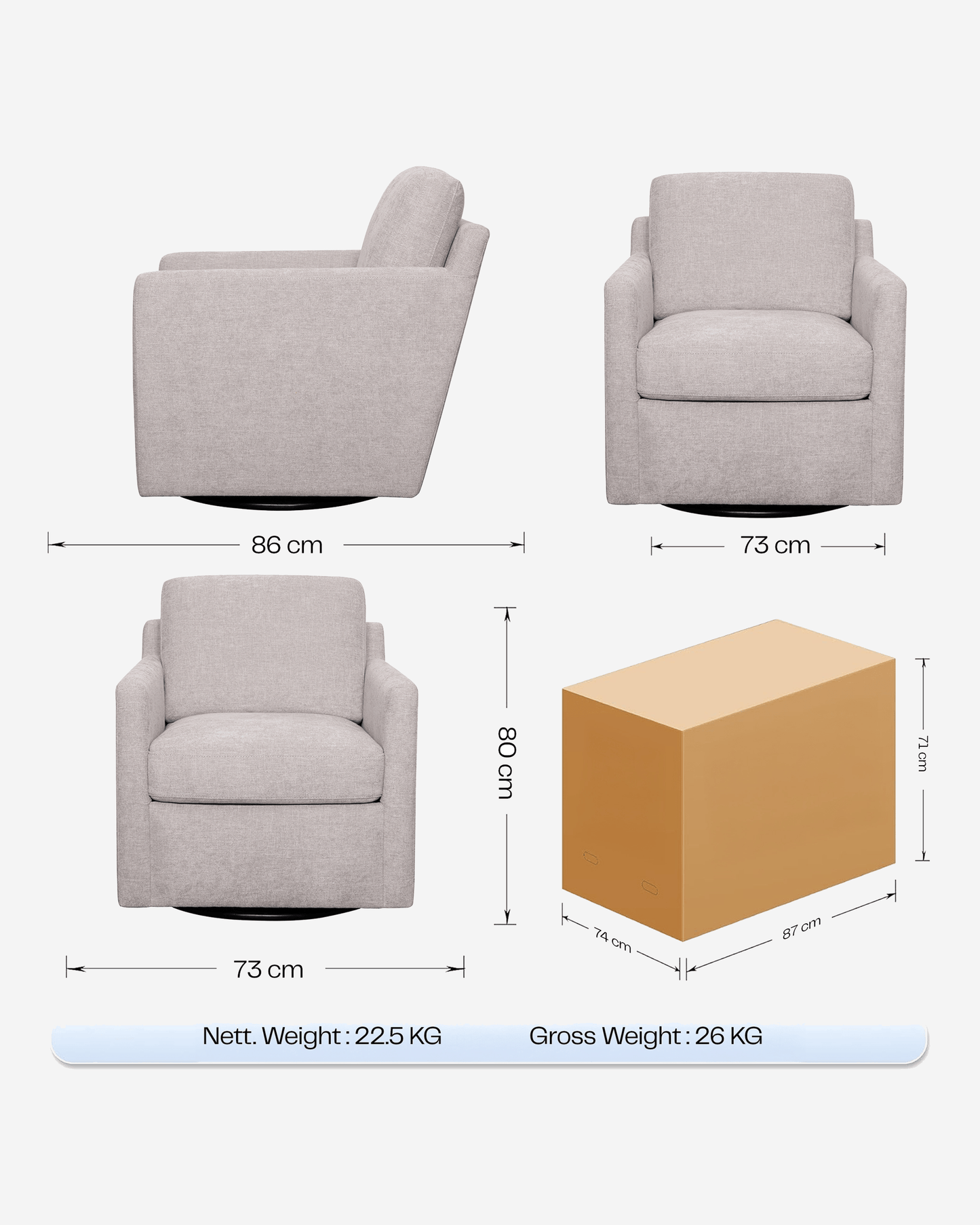Hocc Harris Swivel Chair Stone