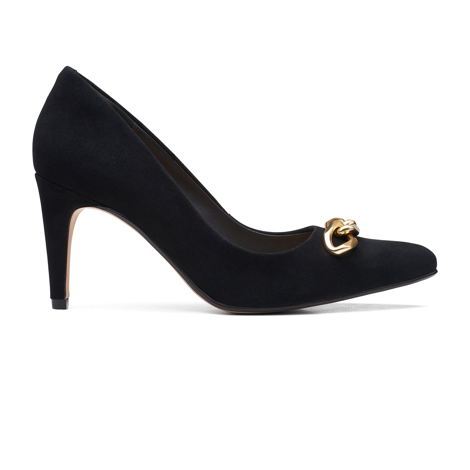 Clarks black suede court shoes discount