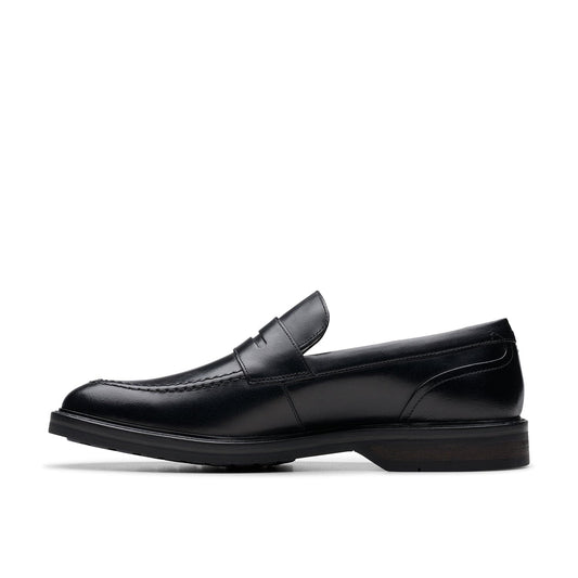 Clarks Mens Aldwin Step Black Leather (Standard Fit)