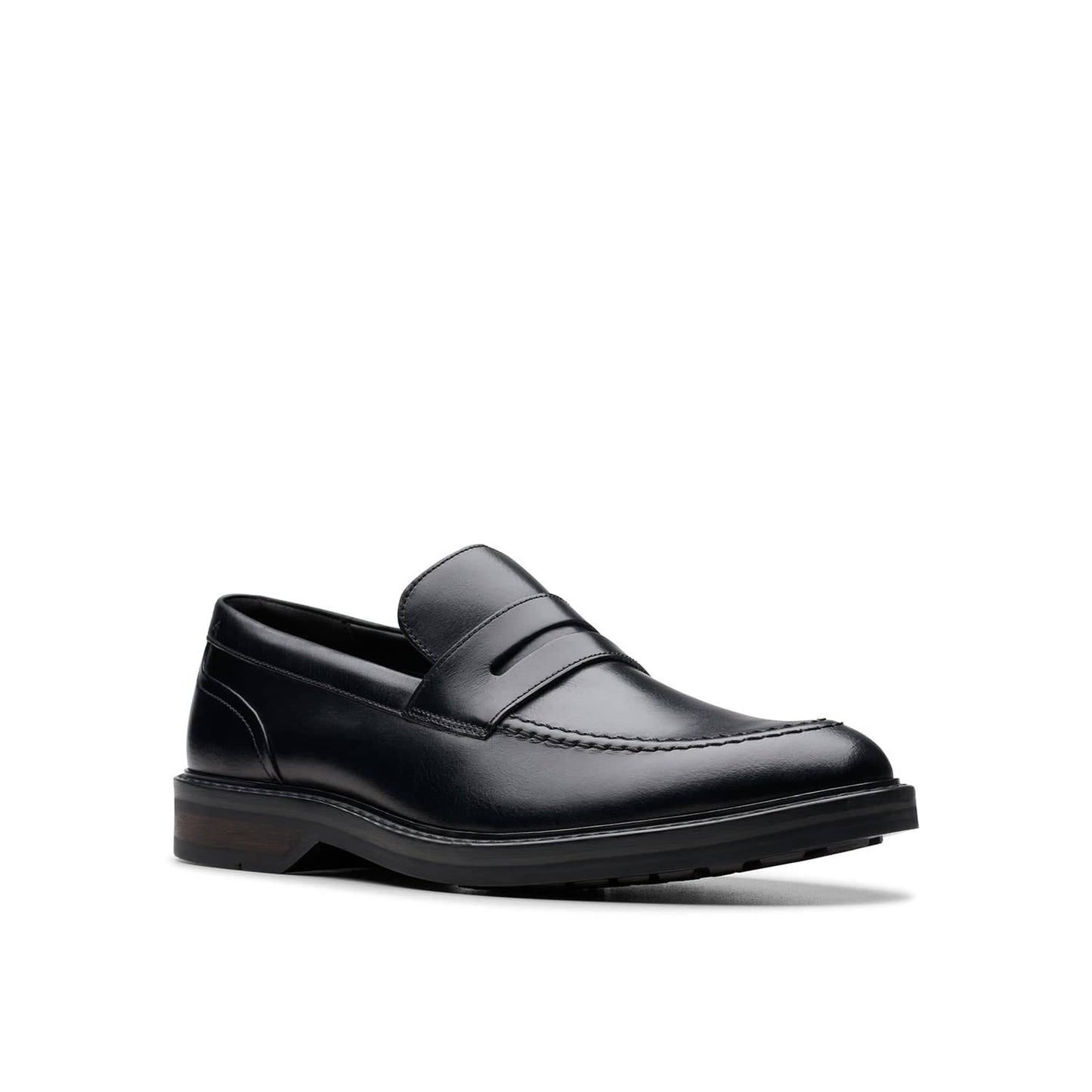 Clarks Mens Aldwin Step Black Leather (Standard Fit)