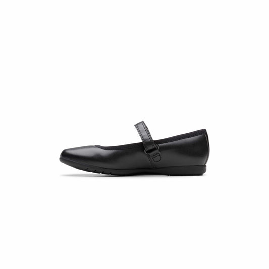 Clarks Girls Dance Wish Kid. Black (Wide Fit)